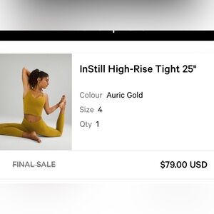 Instill high rise lululemon leggings, never been worn